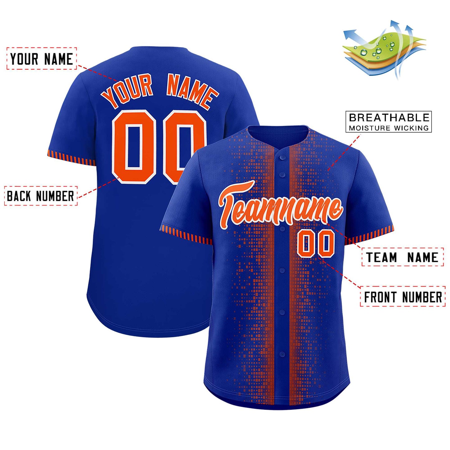 Custom Royal Orange Personalized Phonetic Rhythm Authentic Baseball Jersey