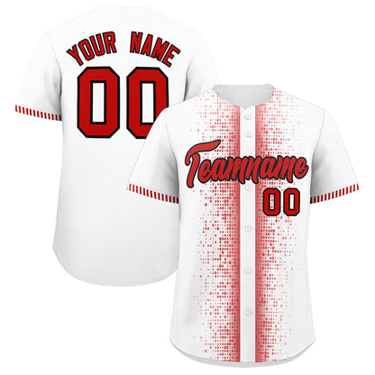 Custom White Red Personalized Phonetic Rhythm Authentic Baseball Jersey