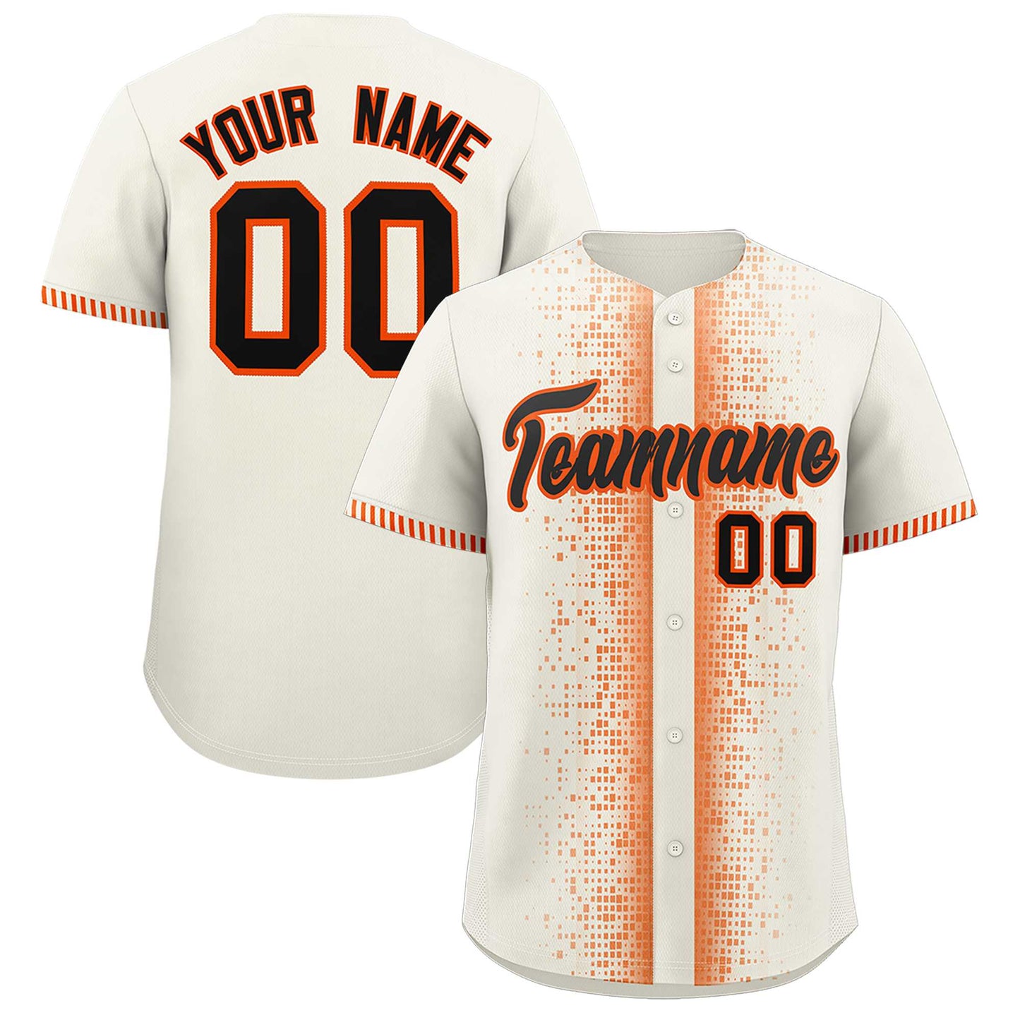 Custom Cream Orange Personalized Phonetic Rhythm Authentic Baseball Jersey