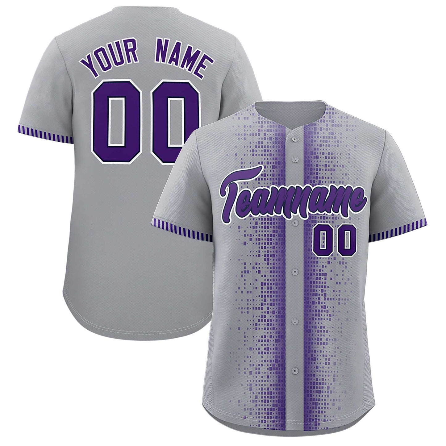 Custom Gray Purple Personalized Phonetic Rhythm Authentic Baseball Jersey