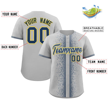 Custom Gray Midnight Blue Personalized Phonetic Rhythm Authentic Baseball Jersey