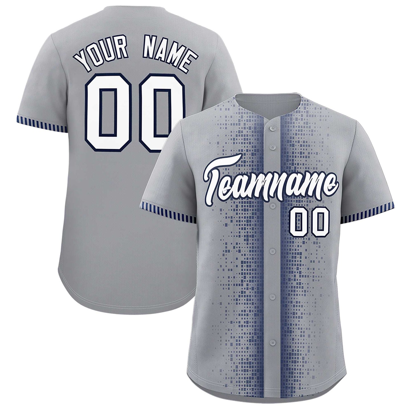 Custom Gray Navy Personalized Phonetic Rhythm Authentic Baseball Jersey