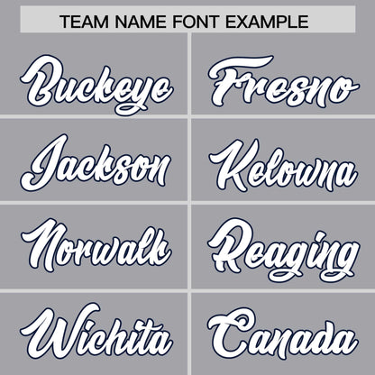 Custom Gray Navy Personalized Phonetic Rhythm Authentic Baseball Jersey