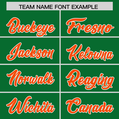 Custom Kelly Green Orange Personalized Phonetic Rhythm Authentic Baseball Jersey