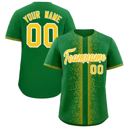 Custom Kelly Green Gold Personalized Phonetic Rhythm Authentic Baseball Jersey