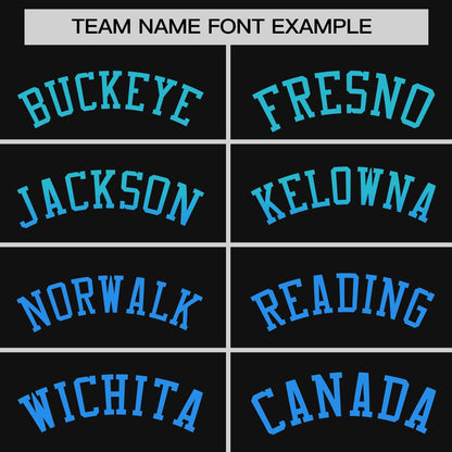 Custom Black Sky Blue-Powder Blue Personalized Gradient Font And Side Design Authentic Baseball Jersey