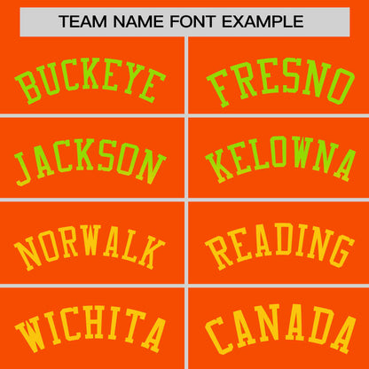 Custom Orange Neon Green-Gold Personalized Gradient Font And Side Design Authentic Baseball Jersey