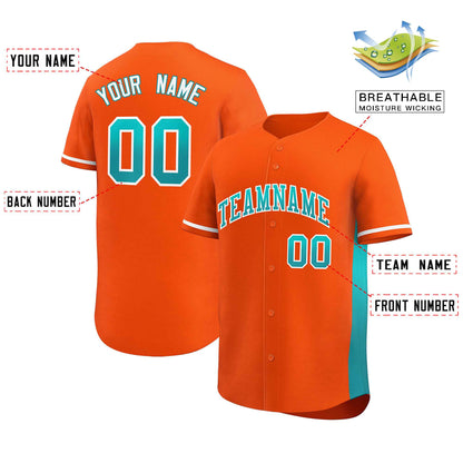 Custom Orange Aqua Personalized Gradient Font And Side Design Authentic Baseball Jersey