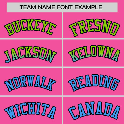 Custom Pink Neon Green-Powder Blue Personalized Gradient Font And Side Design Authentic Baseball Jersey