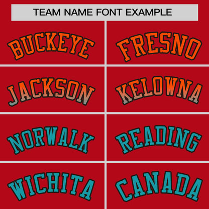 Custom Red Orange-Aqua Personalized Gradient Font And Side Design Authentic Baseball Jersey