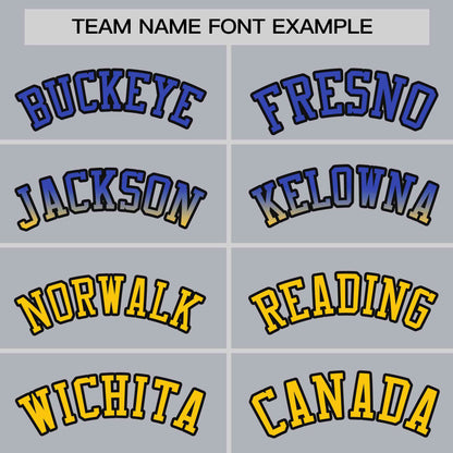 Custom Light Gray Royal-Gold Personalized Gradient Font And Side Design Authentic Baseball Jersey