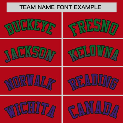 Custom Red Kelly Green-Purple Personalized Gradient Font And Side Design Authentic Baseball Jersey