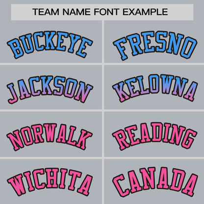 Custom Light Gray Powder Blue-Pink Personalized Gradient Font And Side Design Authentic Baseball Jersey