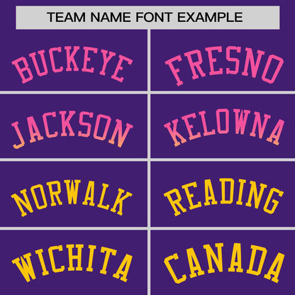 Custom Purple Pink-Gold Personalized Gradient Font And Side Design Authentic Baseball Jersey