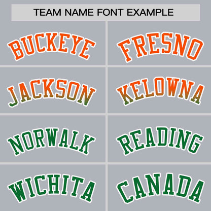 Custom Light Gray Orange-Kelly Green Personalized Gradient Font And Side Design Authentic Baseball Jersey