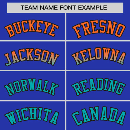 Custom Royal Orange-Aqua Personalized Gradient Font And Side Design Authentic Baseball Jersey