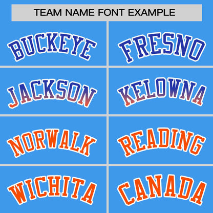 Custom Powder Blue Royal-Orange Personalized Gradient Font And Side Design Authentic Baseball Jersey