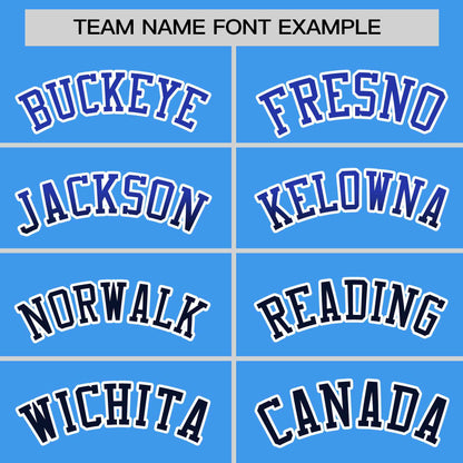 Custom Powder Blue Royal-Navy Personalized Gradient Font And Side Design Authentic Baseball Jersey