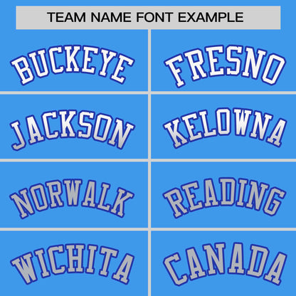 Custom Powder Blue White-Lt Gray Personalized Gradient Font And Side Design Authentic Baseball Jersey