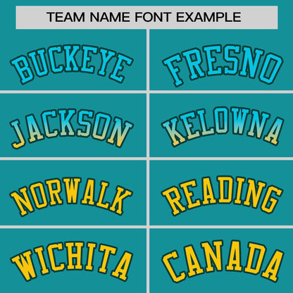 Custom Aqua Sky Blue-Gold Personalized Gradient Font And Side Design Authentic Baseball Jersey