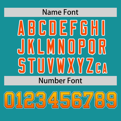 Custom Aqua Gold-Orange Personalized Gradient Font And Side Design Authentic Baseball Jersey