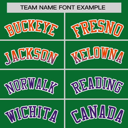 Custom Kelly Green Orange-Purple Personalized Gradient Font And Side Design Authentic Baseball Jersey