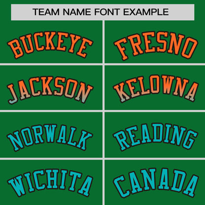 Custom Kelly Green Orange-Aqua Personalized Gradient Font And Side Design Authentic Baseball Jersey