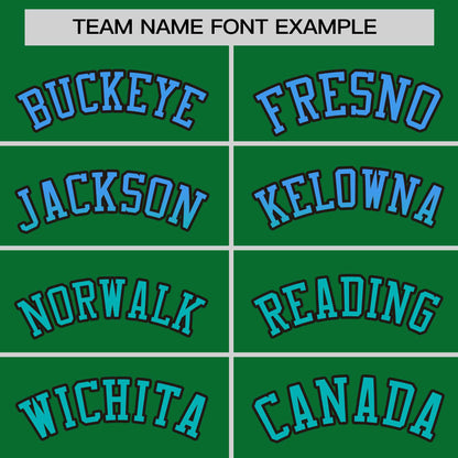 Custom Kelly Green Powder Blue-Aqua Personalized Gradient Font And Side Design Authentic Baseball Jersey