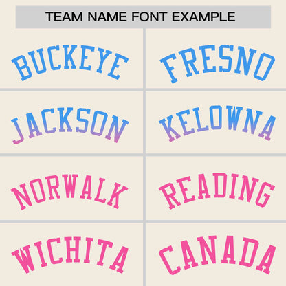 Custom Cream Powder Blue-Pink Personalized Gradient Font And Side Design Authentic Baseball Jersey