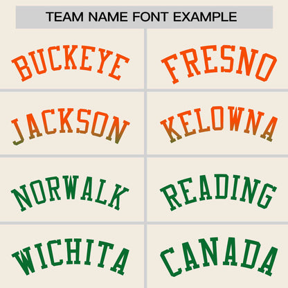 Custom Cream Orange-Kelly Green Personalized Gradient Font And Side Design Authentic Baseball Jersey