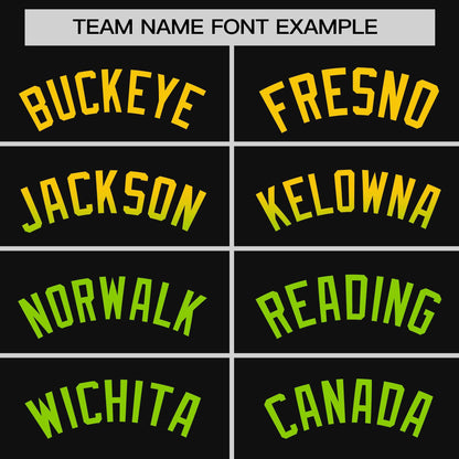 Custom Black Gold-Neon Green Personalized Gradient Font And Side Design Authentic Baseball Jersey