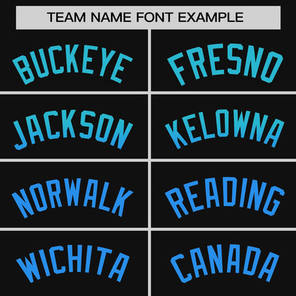 Custom Black Sky Blue-Powder Blue Personalized Gradient Font And Side Design Authentic Baseball Jersey