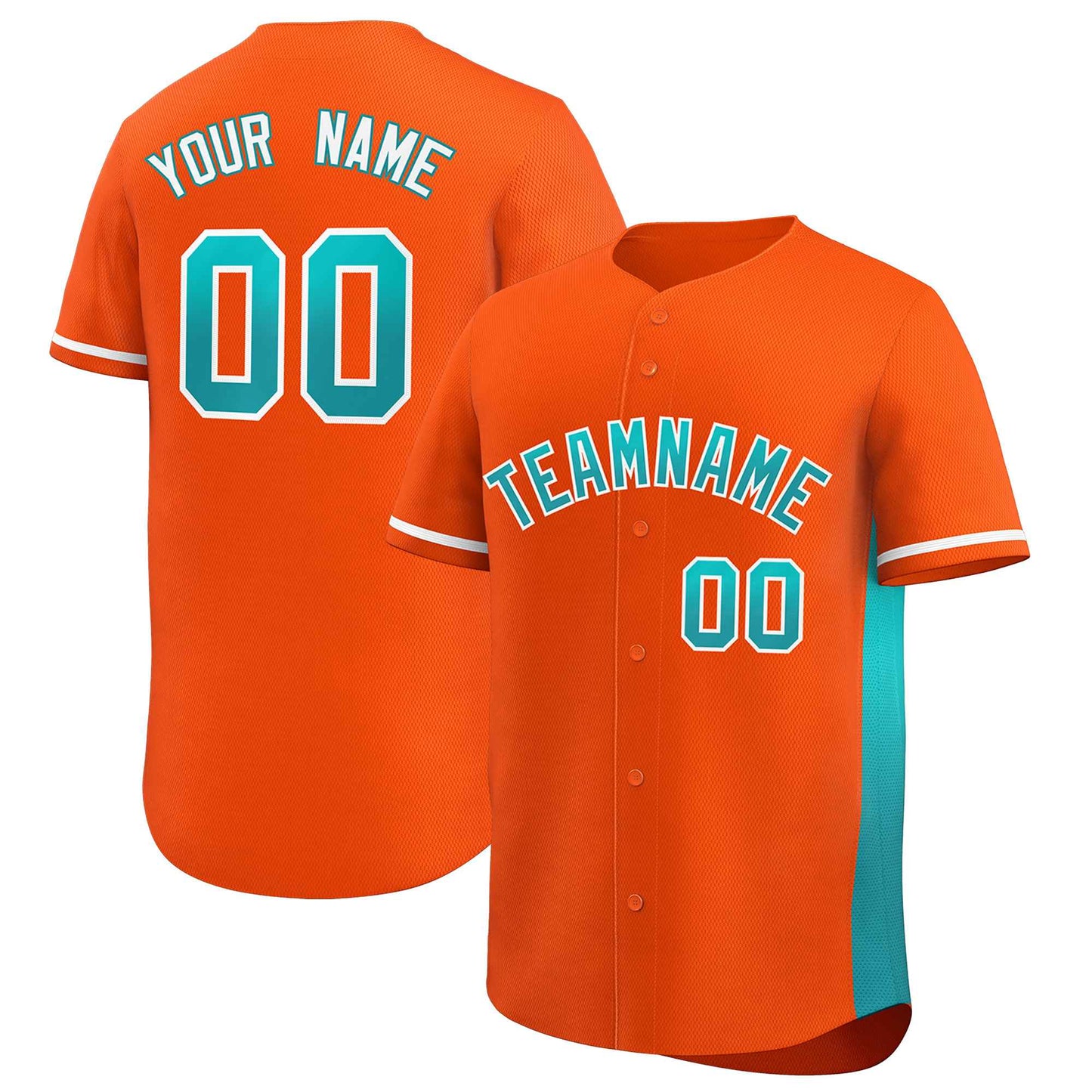 Custom Orange Aqua Personalized Gradient Font And Side Design Authentic Baseball Jersey