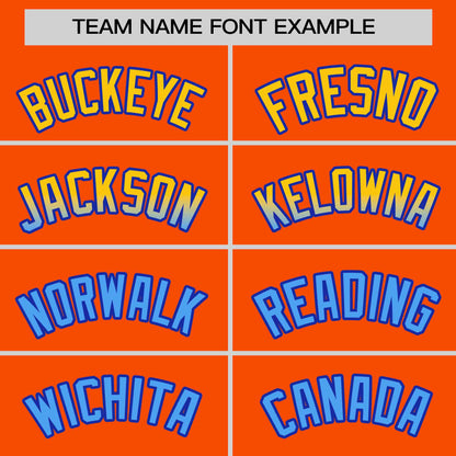 Custom Orange Gold-Powder Blue Personalized Gradient Font And Side Design Authentic Baseball Jersey