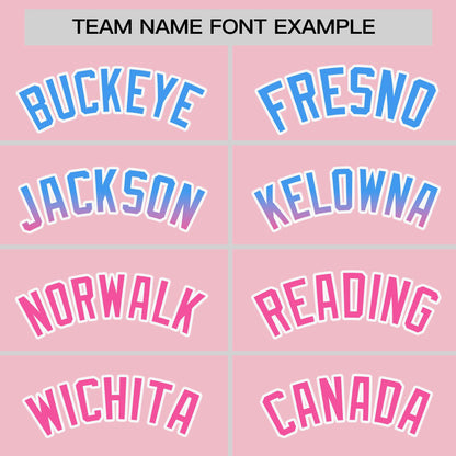 Custom Light Pink Powder Blue-Pink Personalized Gradient Font And Side Design Authentic Baseball Jersey