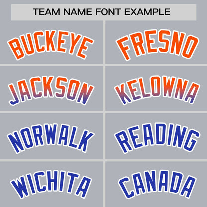 Custom Light Gray Orange-Royal Personalized Gradient Font And Side Design Authentic Baseball Jersey