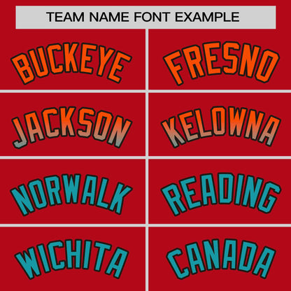 Custom Red Orange-Aqua Personalized Gradient Font And Side Design Authentic Baseball Jersey