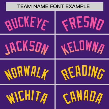 Custom Purple Pink-Gold Personalized Gradient Font And Side Design Authentic Baseball Jersey