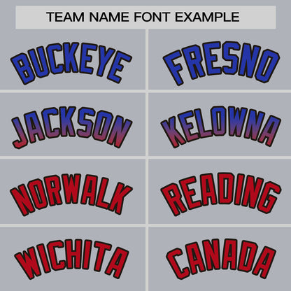 Custom Light Gray Royal-Red Personalized Gradient Font And Side Design Authentic Baseball Jersey