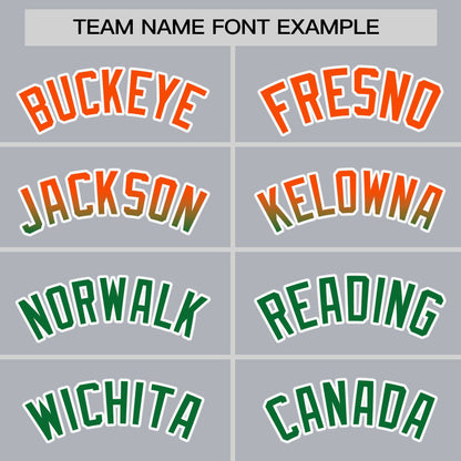 Custom Light Gray Orange-Kelly Green Personalized Gradient Font And Side Design Authentic Baseball Jersey