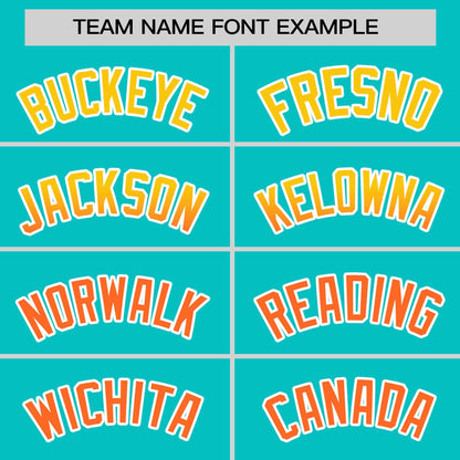 Custom Aqua Gold-Orange Personalized Gradient Font And Side Design Authentic Baseball Jersey