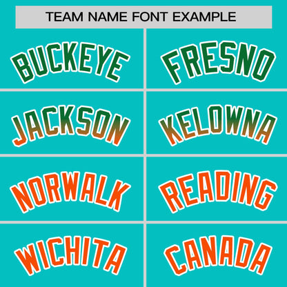 Custom Aqua Kelly Green-Orange Personalized Gradient Font And Side Design Authentic Baseball Jersey