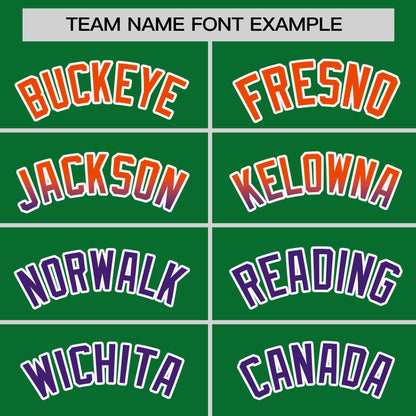 Custom Kelly Green Orange-Purple Personalized Gradient Font And Side Design Authentic Baseball Jersey