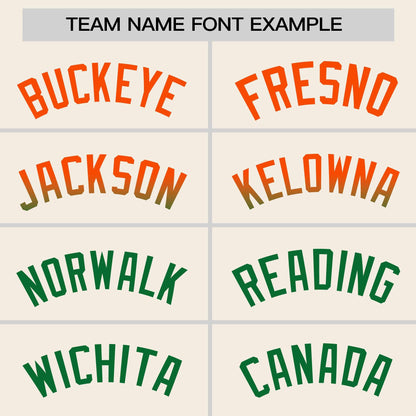 Custom Cream Orange-Kelly Green Personalized Gradient Font And Side Design Authentic Baseball Jersey