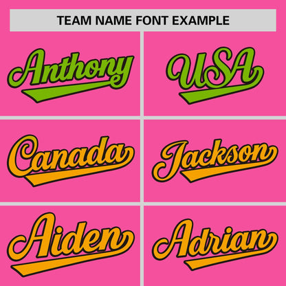 Custom Pink Neon Green-Gold Personalized Gradient Font And Side Design Authentic Baseball Jersey