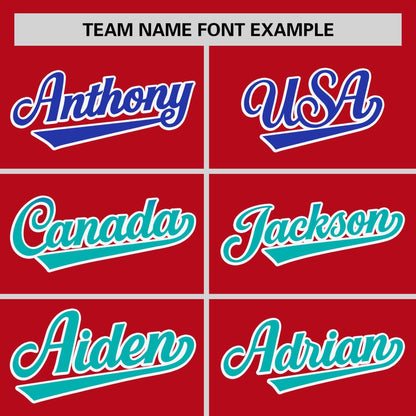 Custom Red Royal-Aqua Personalized Gradient Font And Side Design Authentic Baseball Jersey