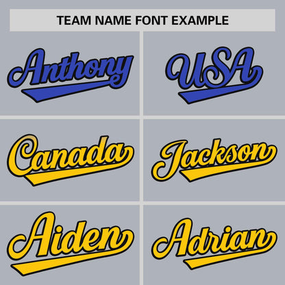 Custom Light Gray Royal-Gold Personalized Gradient Font And Side Design Authentic Baseball Jersey