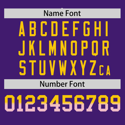 Custom Purple Gold-Lt Pink Personalized Gradient Font And Side Design Authentic Baseball Jersey