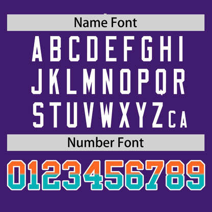 Custom Purple Orange-Aqua Personalized Gradient Font And Side Design Authentic Baseball Jersey