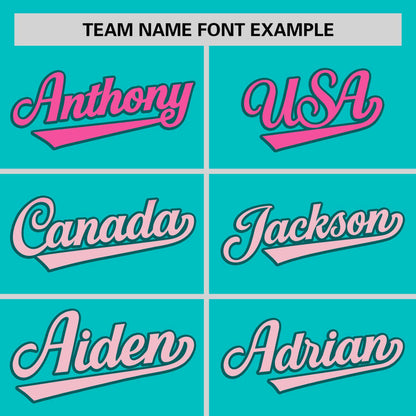 Custom Aqua Pink-Lt Pink Personalized Gradient Font And Side Design Authentic Baseball Jersey